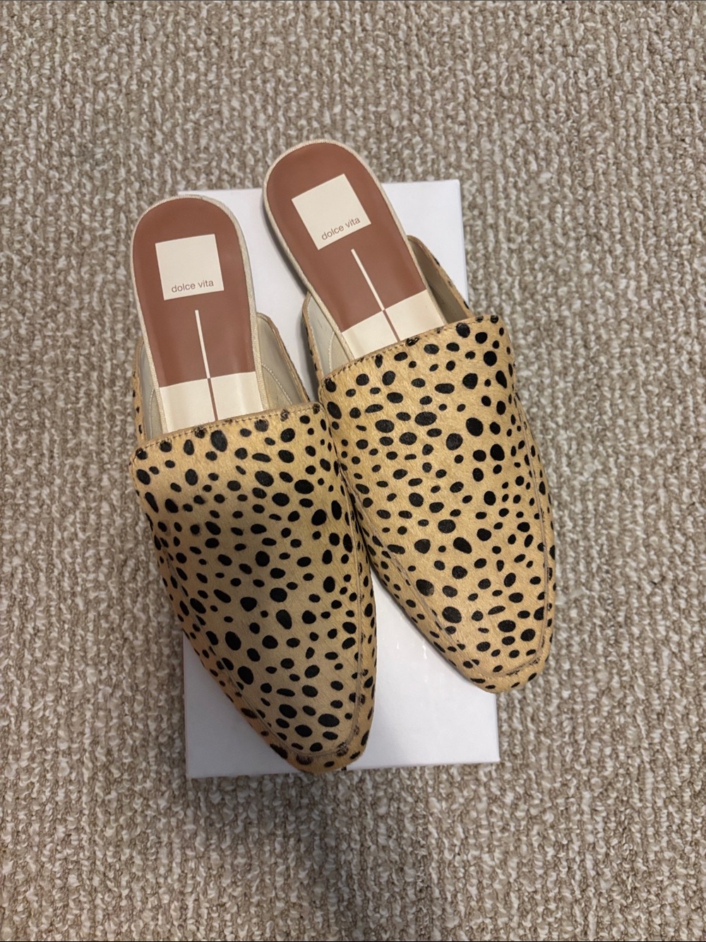 Dolce Vita Tan Leopard-Spot Pointed Mules